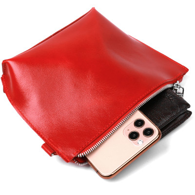 Косметичка Shvigel Глянсова з натуральної шкіри Червона (16410)