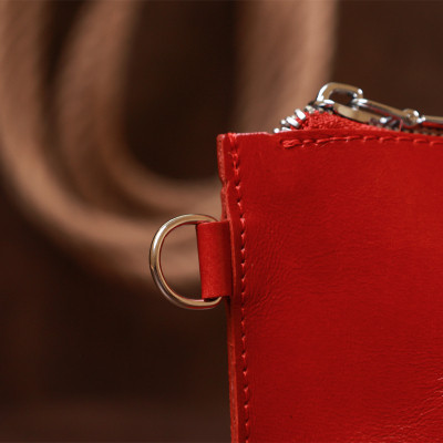 Косметичка Shvigel Глянсова з натуральної шкіри Червона (16410)