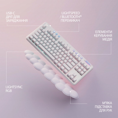 Клавіатура Logitech G715 Aurora Wireless Gaming GX Red Lightspeed/Bluetooth UA Off-White (920-010692)