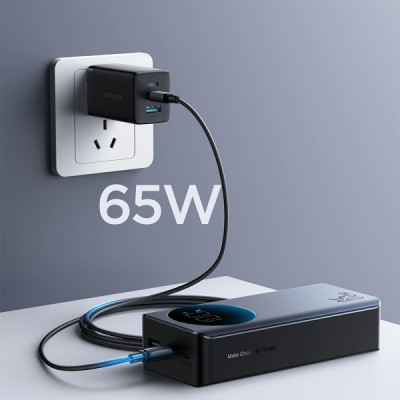 Батарея універсальна JOYROOM 30000mAh 65W PD, QC/3.0, USB-A, 2xUSB-C In/Out, Black (JR-PBF05)