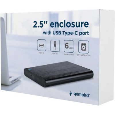 Кишеня зовнішня Gembird 2.5&quot; USB3.1 alum black (EE2-U3S-6)