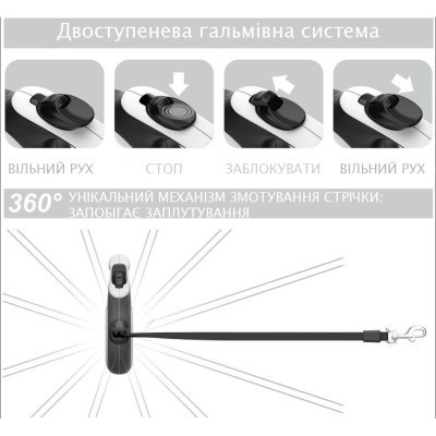 Повідець для собак WAUDOG R-leash ВАУ світловідбиваюча стрічка XS 3 м (8123-0087-01)