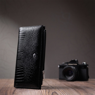 Гаманець ST Leather З натуральної шкіри Чорний (22716)