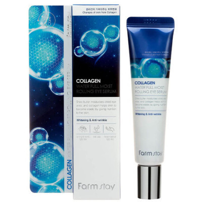 Сироватка для обличчя FarmStay Collagen Water Full Moist Rolling Eye Serum Для шкіри навколо очей 25 мл (8809480772504)