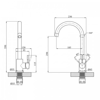 Змішувач Agua Acero-INOX035NM