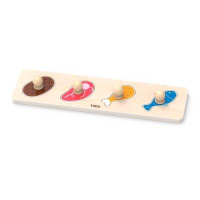 Розвиваюча іграшка Viga Toys Рамка-вкладиш з ручками М&#039;ясо і риба (44533)