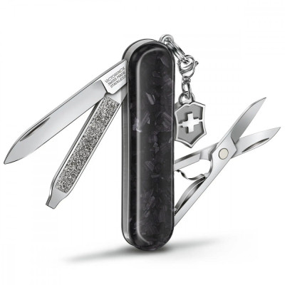 Ніж Victorinox Classic SD Brilliant Carbon + брелок-лого (0.6221.90)