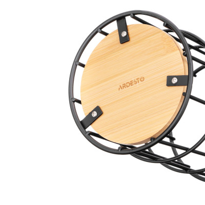 Аксесуар кухонний Ardesto Підставка для столових приборів Midori 11х11х17см, метал, бамбук, чорний (AR0905B)