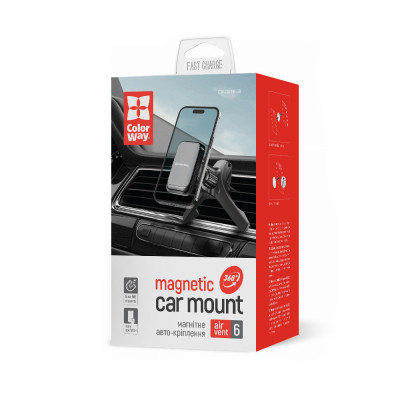 Універсальний автотримач ColorWay Magnetic Air Vent-6 (360° rotation) Gray (CW-CHM16-GR)