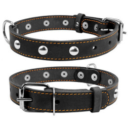 Нашийник для тварин Collar одинарний з прикрасами Ш 20 мм Д 32-40 см чорний (01351)