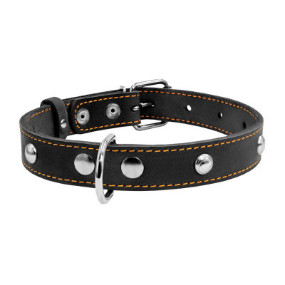 Нашийник для тварин Collar одинарний з прикрасами Ш 20 мм Д 32-40 см чорний (01351)