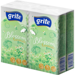Серветки косметичні Grite Blossom Camomile &amp; Lime 3 шари 10 шт х 4 пачки (4770023349085)
