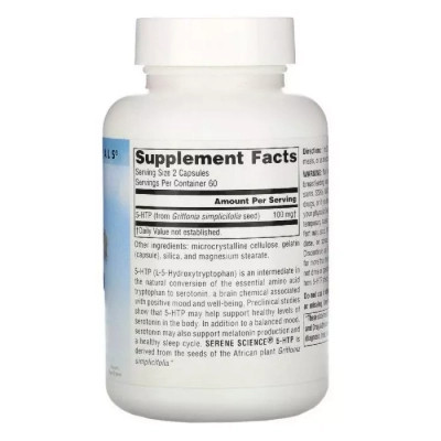 Амінокислота Source Naturals 5-HTP (гідроксітріптофан), 50 мг, Serene Science, 30 желатин (SN1700)