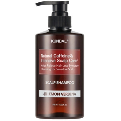 Шампунь Kundal Natural Caffeine &amp; Intensive Scalp Care Shampoo Lemon Verbena Від випадіння волосся 500 мл (8809693252381)