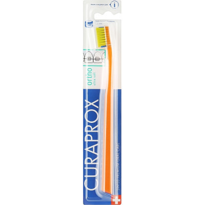 Зубна щітка Curaprox CS 5460 Ortho Ultra Soft Ультрам&#039;яка ортодонтична Помаранчева із салатовою щетиною (CS 5460 Ortho-06)