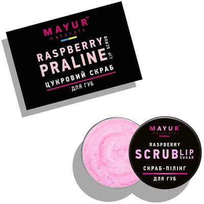 Скраб для губ Mayur Raspberry Lip Sugar Scrub Малинове праліне 15 г (4820230953237)