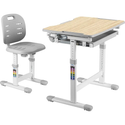 Парта зі стільцем FunDesk Piccolino III Grey-w