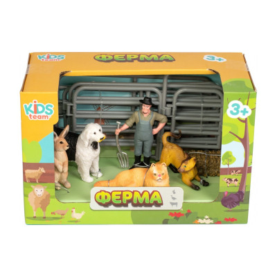 Фігурка Kids Team набір Ферма фермер, собака, кролик і два коти (Q9899-X13_1)