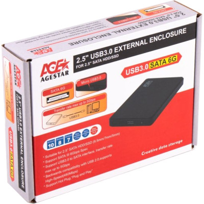 Кишеня зовнішня AgeStar 2.5&quot;, USB3.0, черный (3UB2P2)