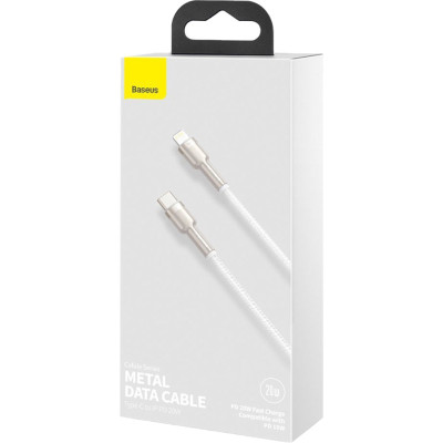 Дата кабель USB-C to Lightning 1.0m Cafule Metal PD 20W white Baseus (CATLJK-A02)