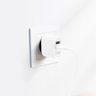 Зарядний пристрій XO L97 (1Type-C/1USB/2.4A) + Type-C - Lightning White (XO-L97-LG)