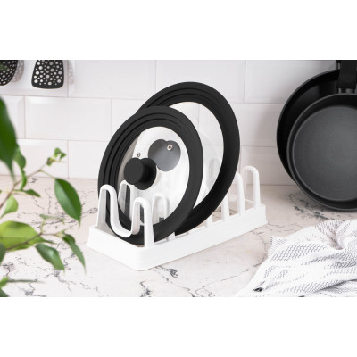 Аксесуар кухонний Ardesto Підставка для кришок, 35х15.2х11.7см, пластик, білий (AR4035L)