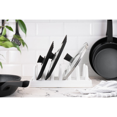 Аксесуар кухонний Ardesto Підставка для кришок, 35х15.2х11.7см, пластик, білий (AR4035L)