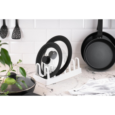 Аксесуар кухонний Ardesto Підставка для кришок, 35х15.2х11.7см, пластик, білий (AR4035L)