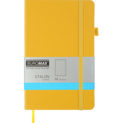 Книга записна Buromax Etalon 125x195 мм 96 аркушів в точку обкладинка зі штучної шкіри Жовта (BM.291360-08)