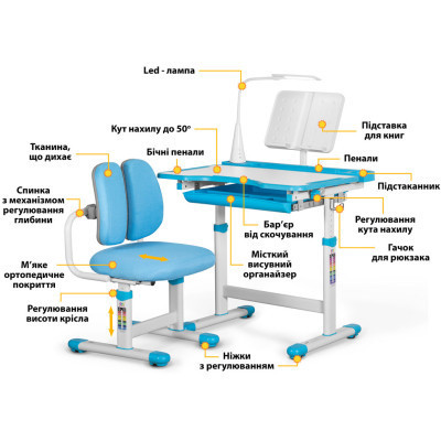 Парта зі стільцем Evo-kids BD-23 BL