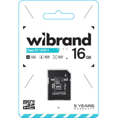 Карта пам&#039;яті Wibrand 16GB microSD class 10 UHS-I (WICDHU1/16GB-A)