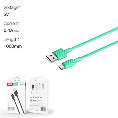 Дата кабель USB 2.0 AM to Micro 5P 1.0m 2.4A green XO (NB156-M-GR)