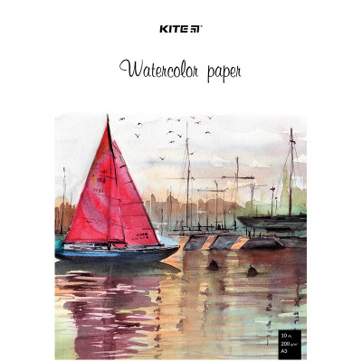 Папір для малювання Kite для акварелі А3, 10 аркушів, 200г/м2 (K23-268)