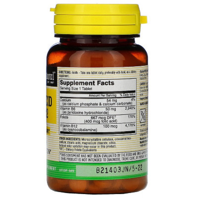 Вітамін Mason Natural Фолієва кислота B6 і B12, Folic Acid B6 &amp; B12, 90 таблеток (MAV-11699)