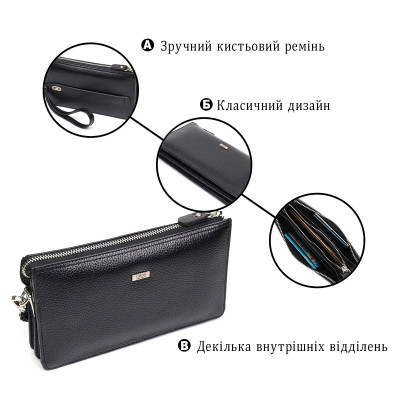Сумка Bond Accessories На два відділення з натуральної шкіри флотар Чорна (22047)