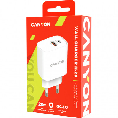 Зарядний пристрій Canyon PD 20W/QC3.0 18W (CNE-CHA20W04)