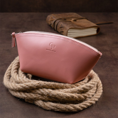 Косметичка Grande Pelle Зі шкіри Пудрова (11299)