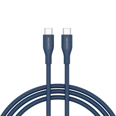 Дата кабель USB-C to USB-C 1.0m CC60SC10 60W Silicon Dark blue Canyon (CNS-CC60SC10DB)