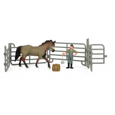 Фігурка Kids Team набір Ферма фермер, соврасая кінь (сіре забарвлення) (Q9899-X3_4)