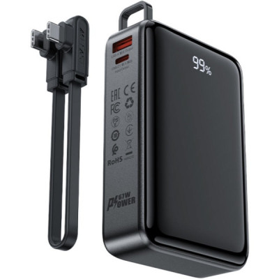 Батарея універсальна Acefast 20000mAh 67W PD/3.0, 20В/3.35A Type-C, USB-A, with cable, Li-ion M4 Black (6974316282723)