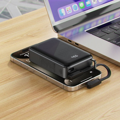 Батарея універсальна Acefast 20000mAh 67W PD/3.0, 20В/3.35A Type-C, USB-A, with cable, Li-ion M4 Black (6974316282723)