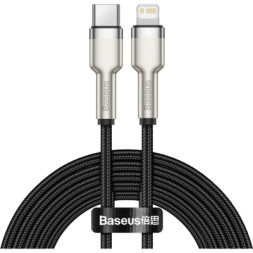 Дата кабель USB-C to Lightning 2.0m Cafule Metal PD 20W black Baseus (CATLJK-B01)