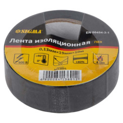 Ізоляційна стрічка Sigma ПВХ чорна 0.13мм*19мм*10м (8413601)