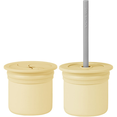 Поїльник-непроливайка MinikOiOi Sip+Snack (Mellow Yellow/Powder Grey) (101100103)