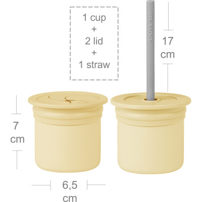 Поїльник-непроливайка MinikOiOi Sip+Snack (Mellow Yellow/Powder Grey) (101100103)