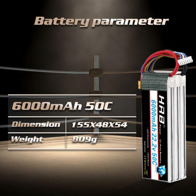 Акумулятор для дрона HRB_ Lipo 6s 22.2V 6000mAh 50C XT60 (HR-6000MAH-6S-50C-XT60)