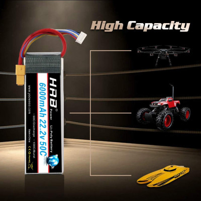 Акумулятор для дрона HRB_ Lipo 6s 22.2V 6000mAh 50C XT60 (HR-6000MAH-6S-50C-XT60)