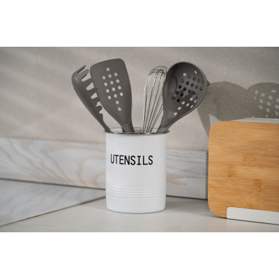 Аксесуар кухонний Ardesto Підставка для кухонного приладдя Midori 12х15.5см, метал, білий (AR0915W)