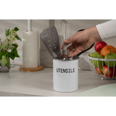 Аксесуар кухонний Ardesto Підставка для кухонного приладдя Midori 12х15.5см, метал, білий (AR0915W)