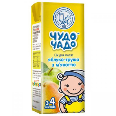 Сік дитячий Чудо-Чадо яблуко-груша з м&#039;якот./цукр. 200 мл (4820016254671)